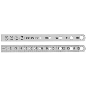 RULER MEASURING RANGE UP TO 145 MM ONE SIDE NOTCHED WITH HOLE GAUGE DIG - 119